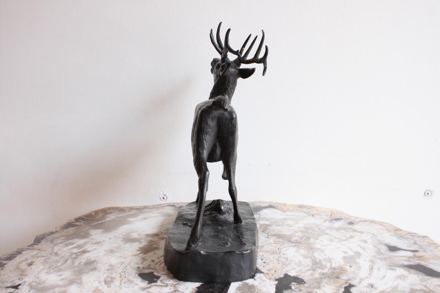 19th Century 1850 Bronze Sculpture Deer by Antoine Louis Barye