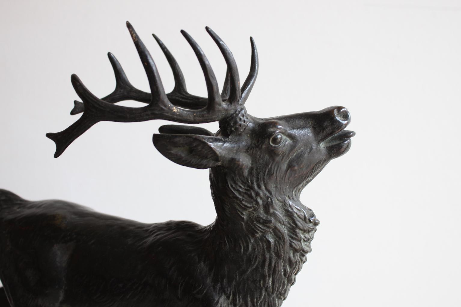 1850 Bronze Sculpture Deer by Antoine Louis Barye 1