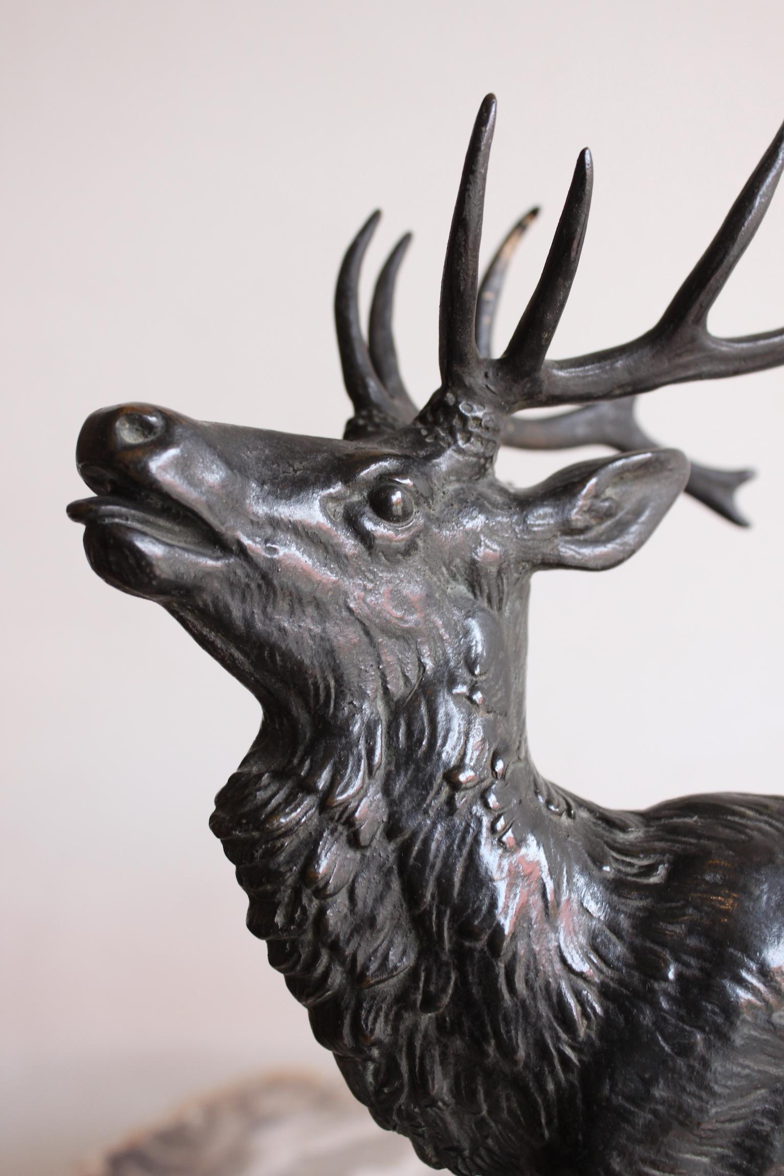 1850 Bronze Sculpture Deer by Antoine Louis Barye 2