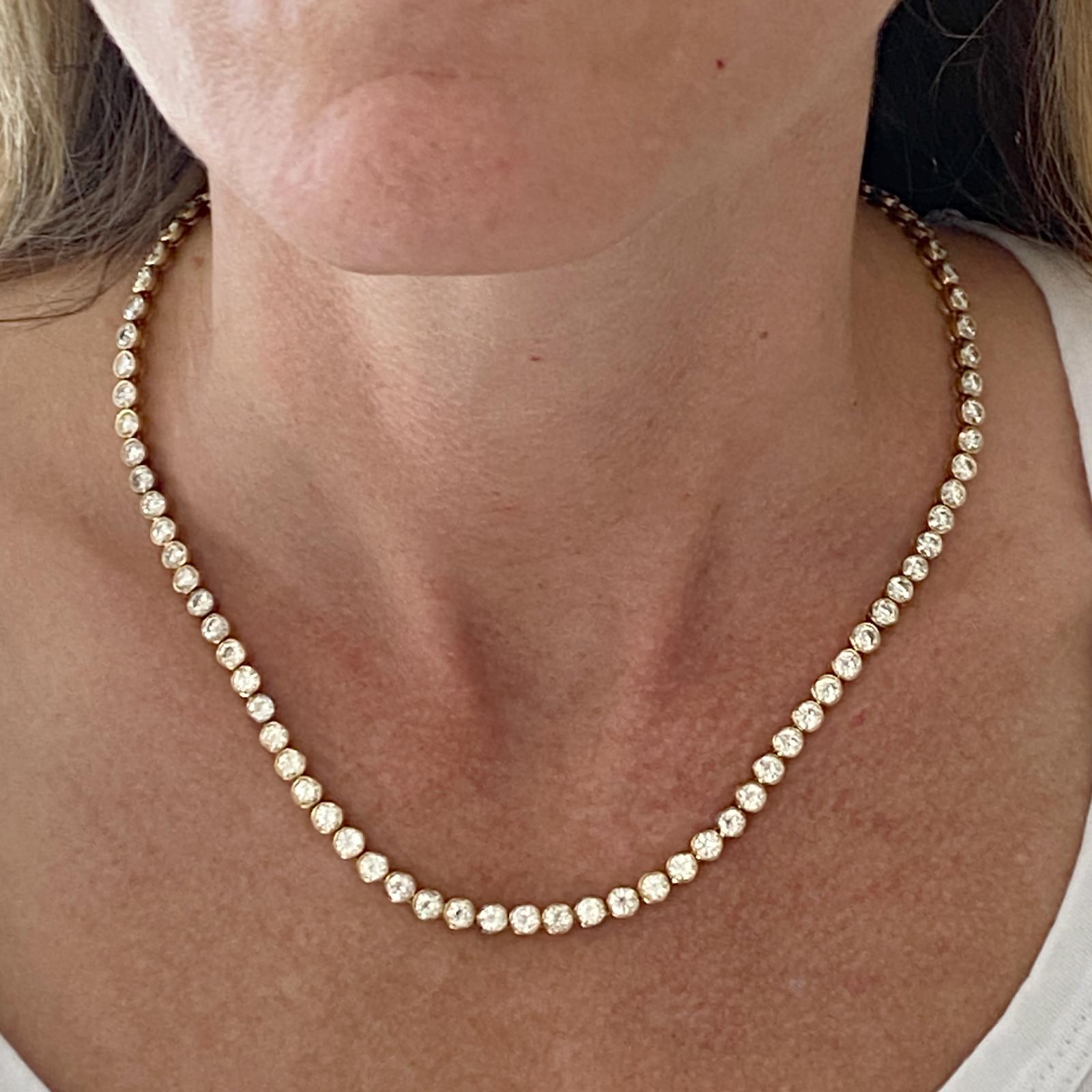 Bezel Set Diamond Tennis Necklace - 8 