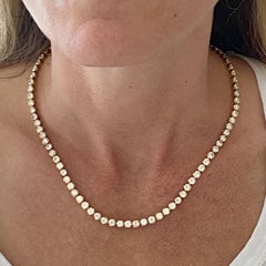 18.50 Carat Diamond Bezel Set Tennis Line Estate Necklace 18 Karat Yellow Gold