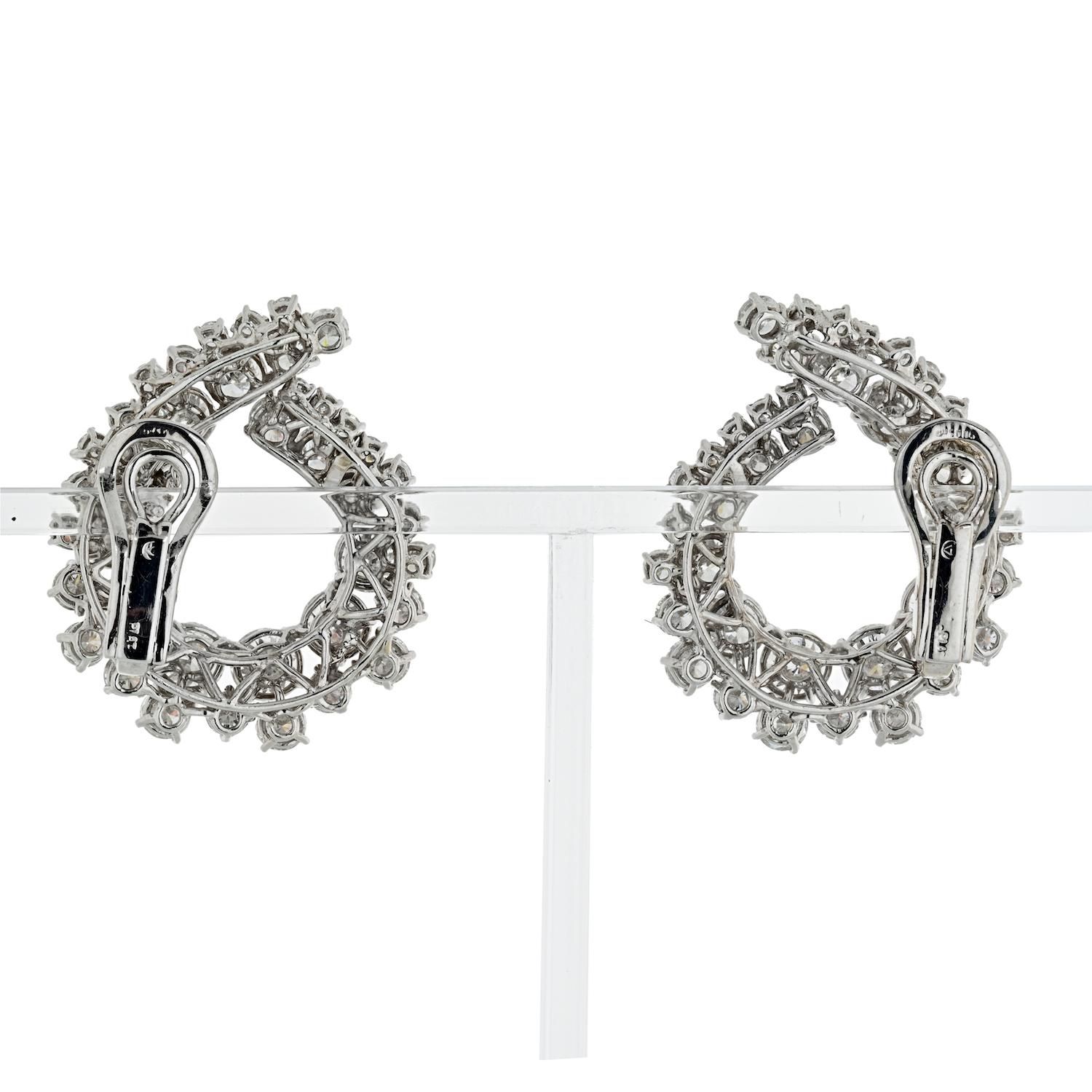 Modern 18.50 Carat Diamonds Concentric Swirl Platinum Earrings