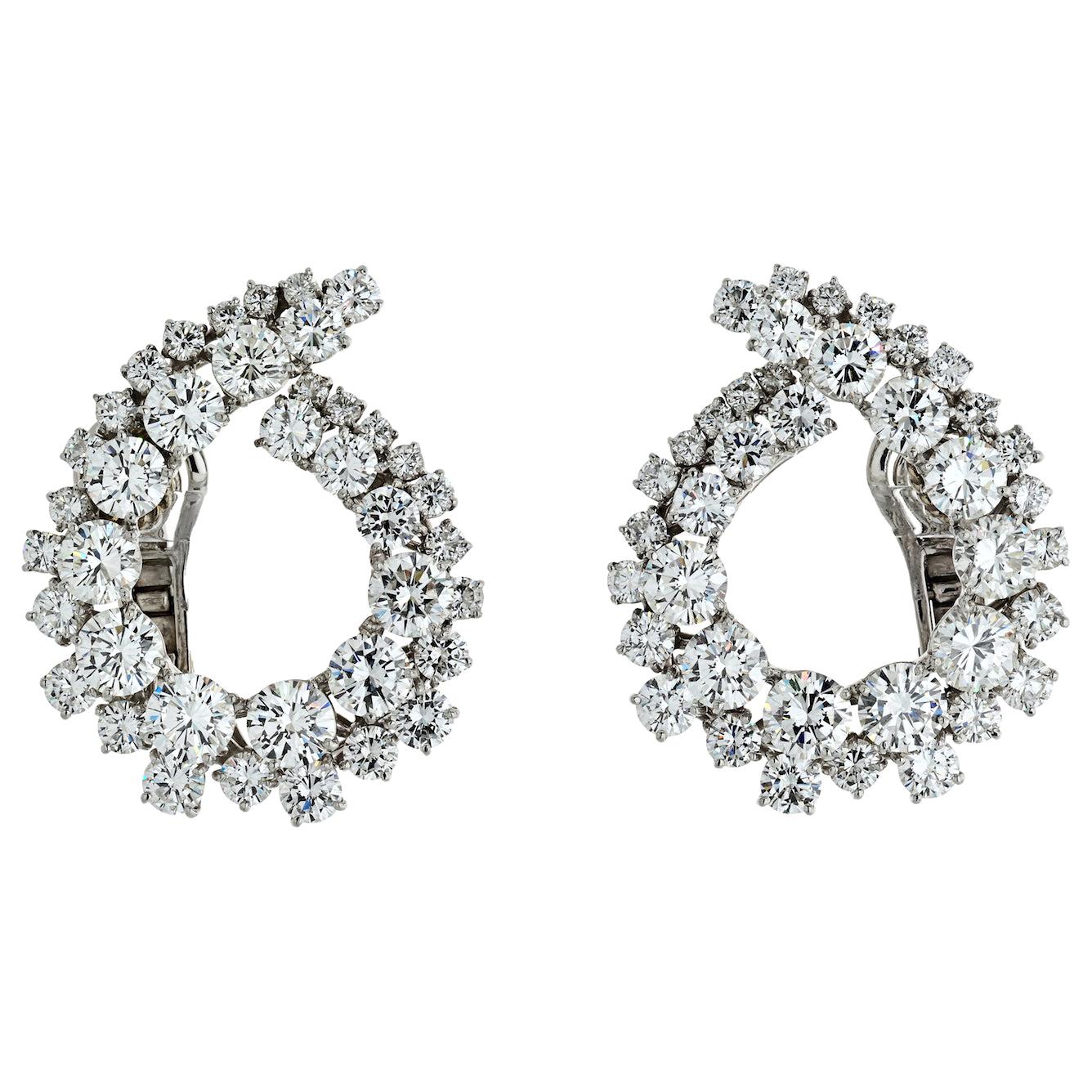 18.50 Carat Diamonds Concentric Swirl Platinum Earrings
