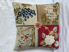 1850 English Needle Work Pillow - 15"X15'