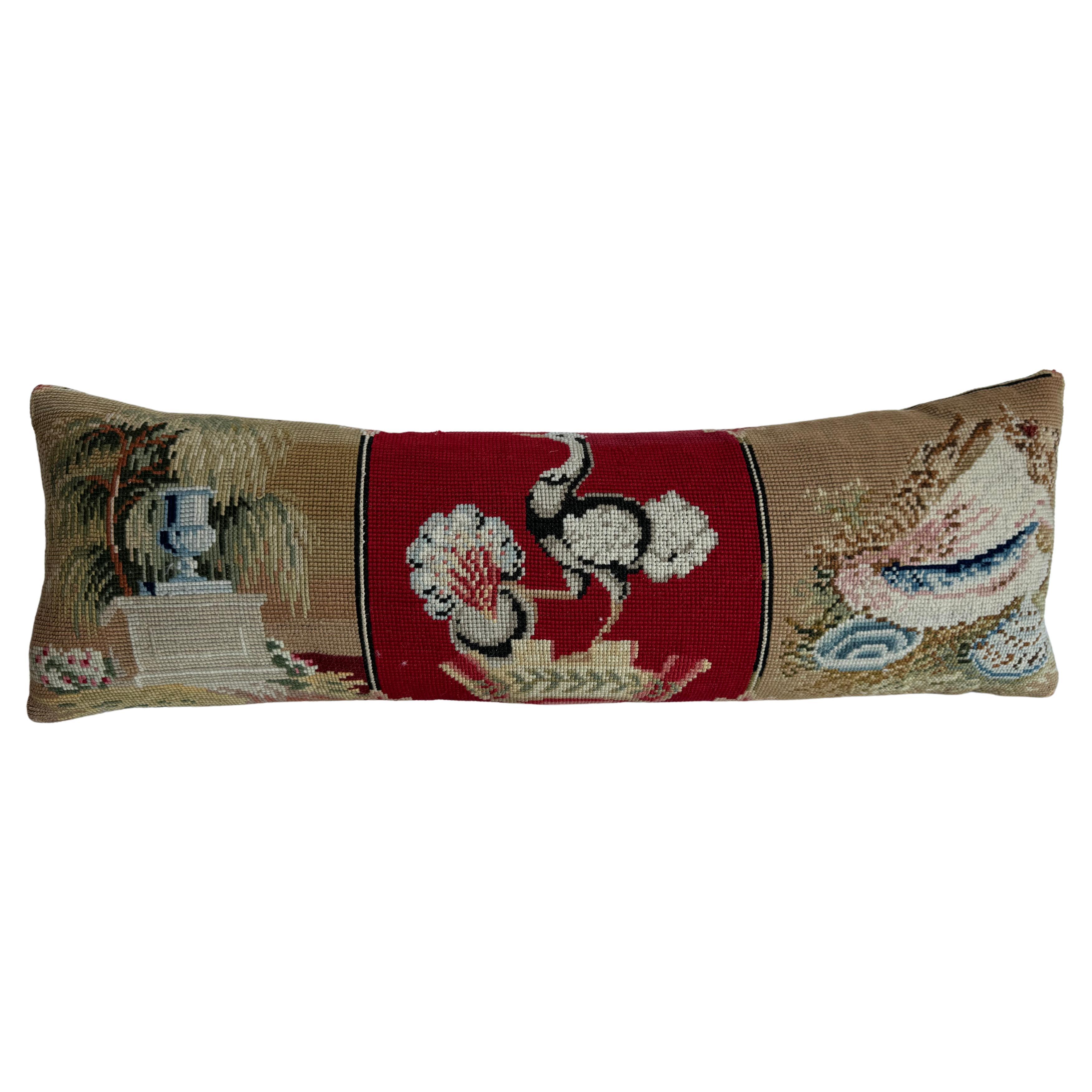 1850 English Needle Work Pillow - 23"X8" For Sale