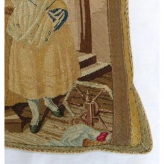 1850 English Needle Work Tapestry Pillow - 17'' X 17''