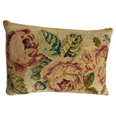 1850 English Needlework Coussin 14" x 10