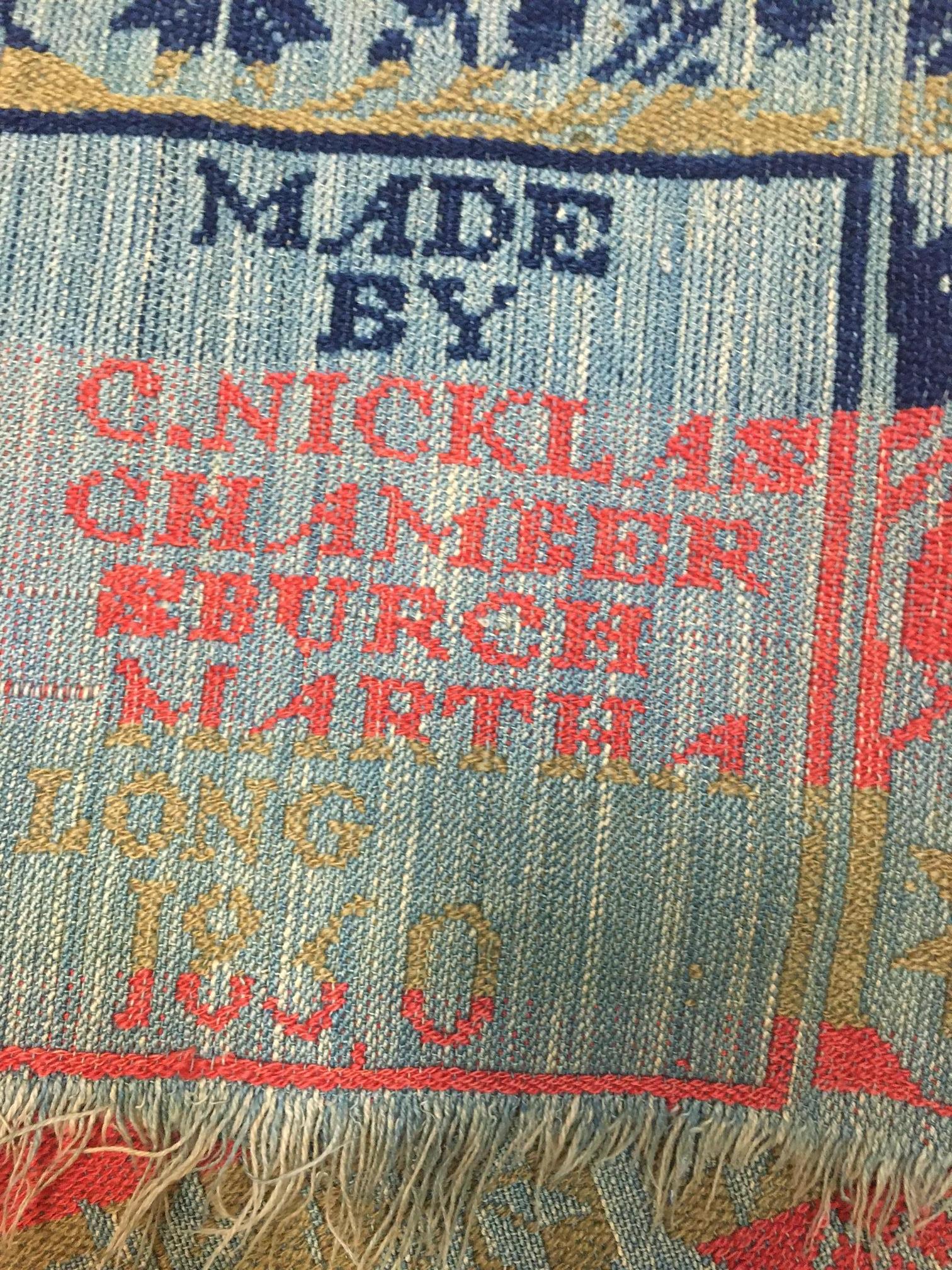 1850 Floral Medallion Signed Jacquard Coverlet from Pennsylvania Large Size For Sale 5