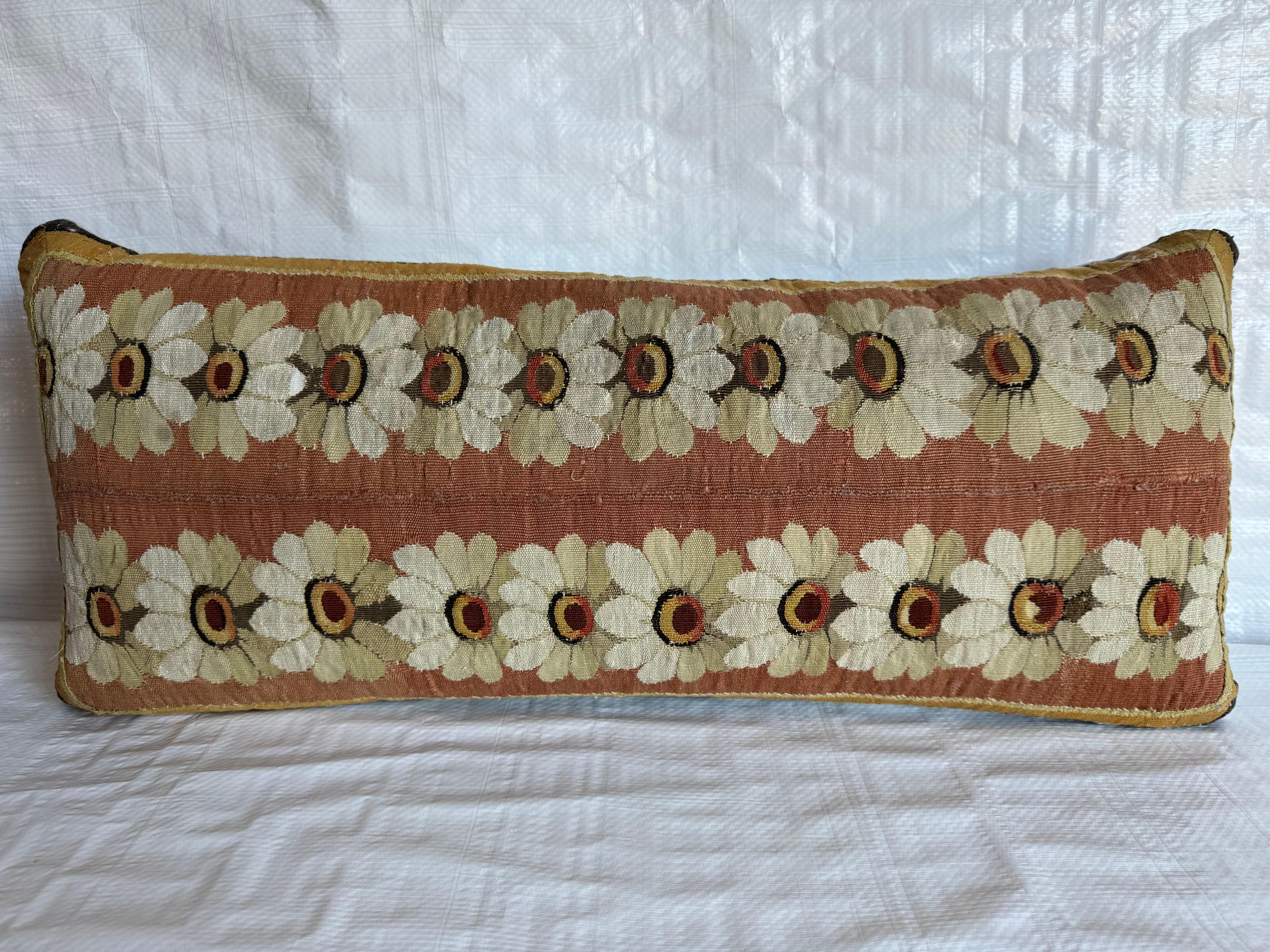 1850 French Aubusson pillow 30 X 12 In Good Condition For Sale In Los Angeles, US