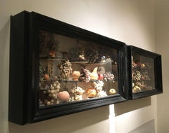1850 Italy Pair Wunderkammer Vitrines with Natural Faux Fruits in Baroque Style