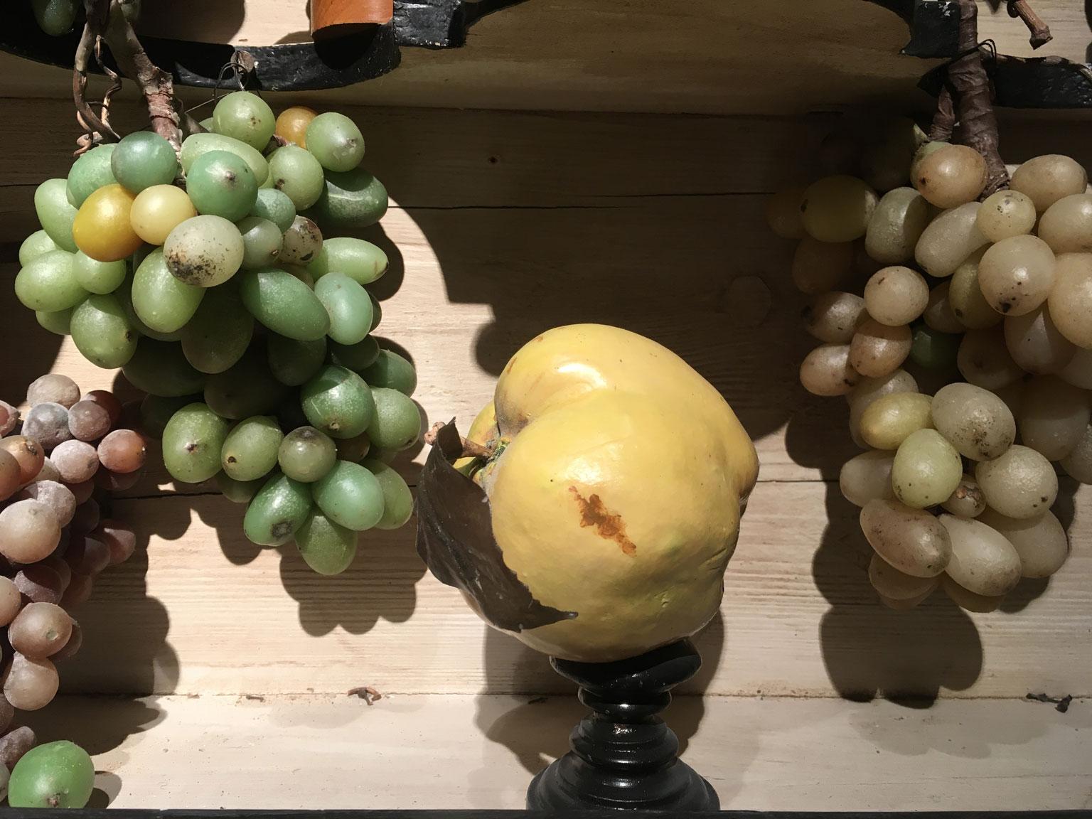 1850 Italy Pair Wunderkammer Vitrines with Natural Faux Fruits in Baroque Style For Sale 1