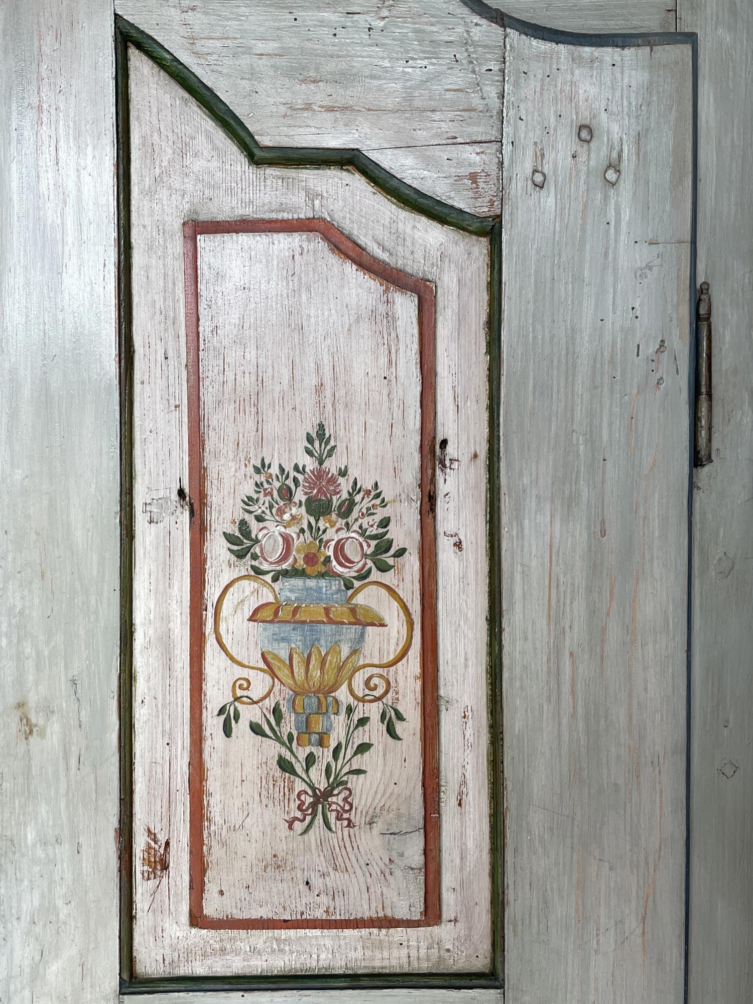 1850 Light Blue Floral Painted Wardrobe 2
