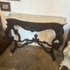 Console siciliana in legno e marmo Louis Philippe del 1850