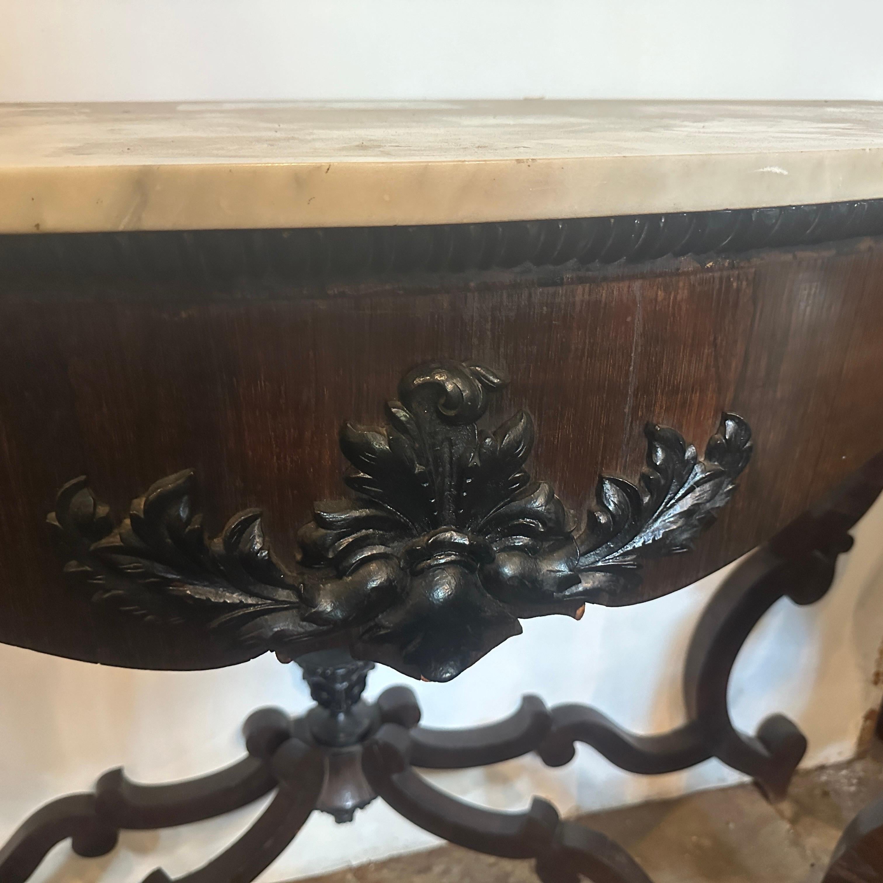 19th Century 1850 Louis Philippe Wood and Marble Sicilian Console