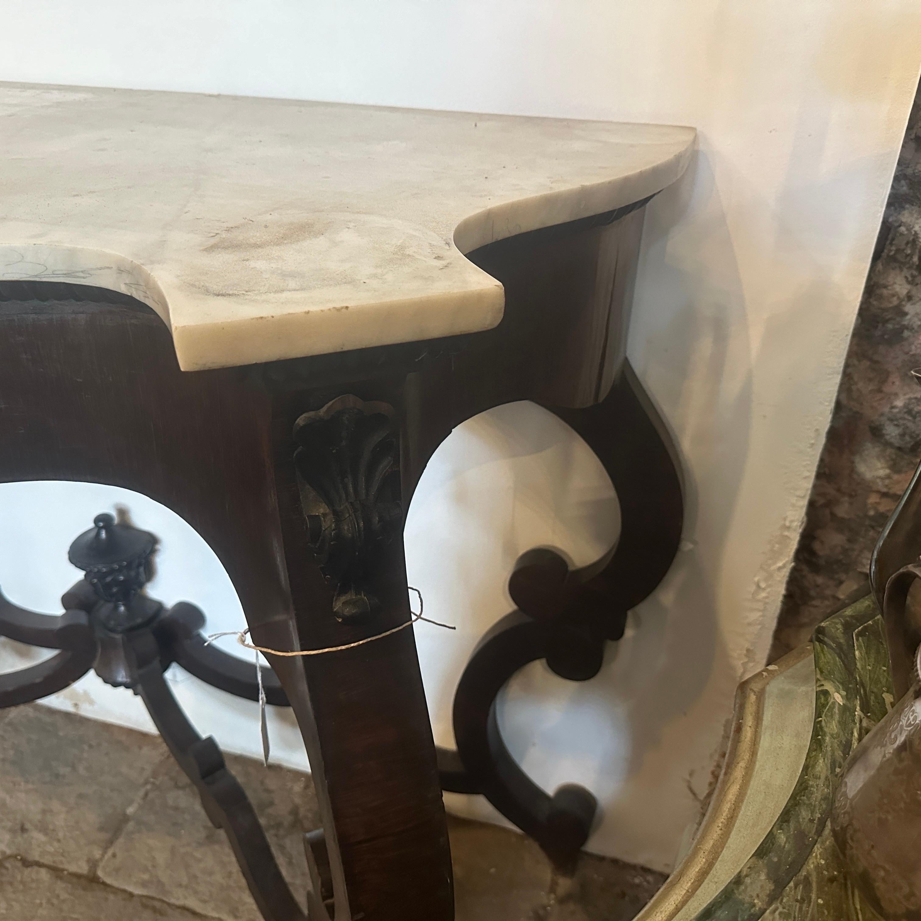 Carrara Marble 1850 Louis Philippe Wood and Marble Sicilian Console