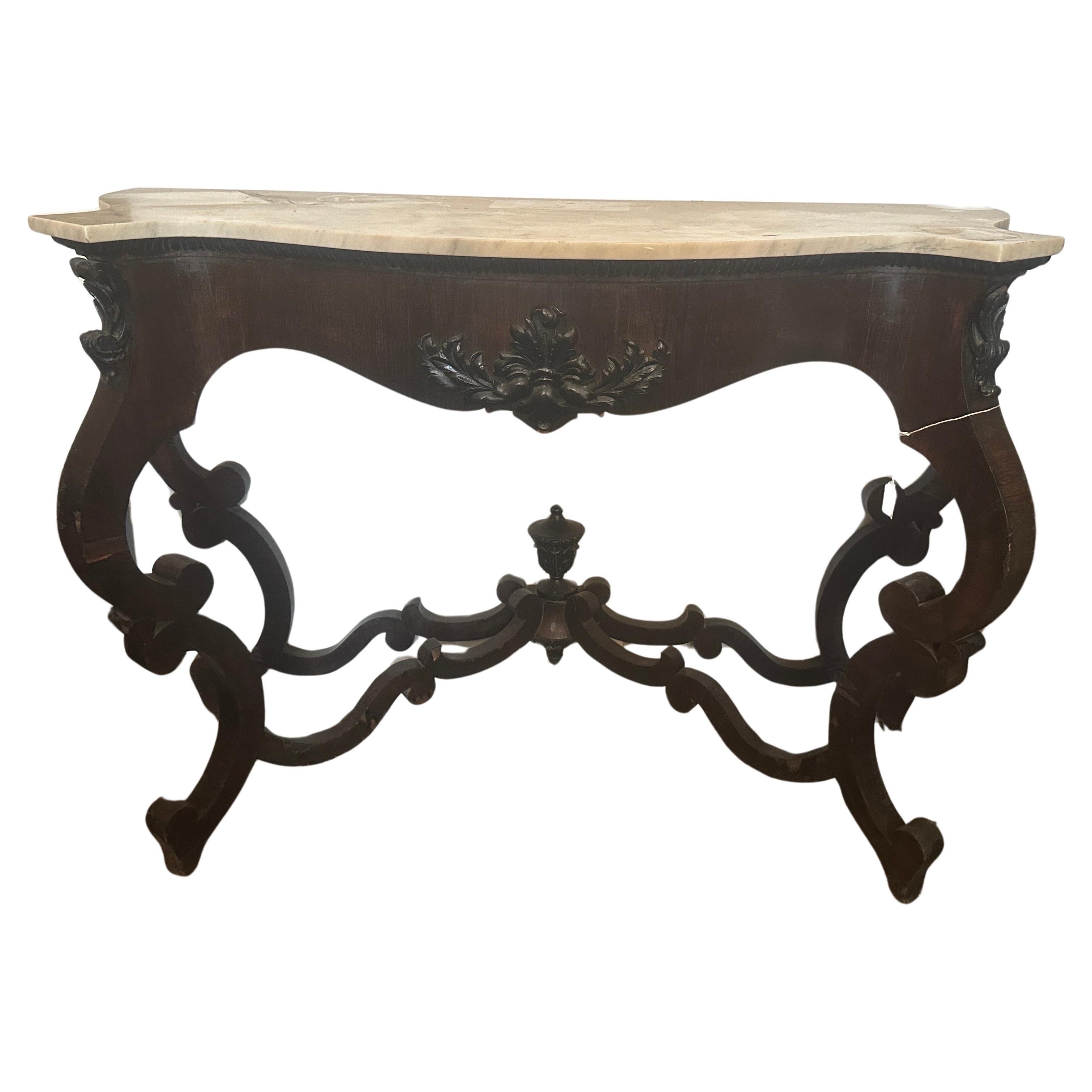 1850 Louis Philippe Wood and Marble Sicilian Console For Sale at 1stDibs