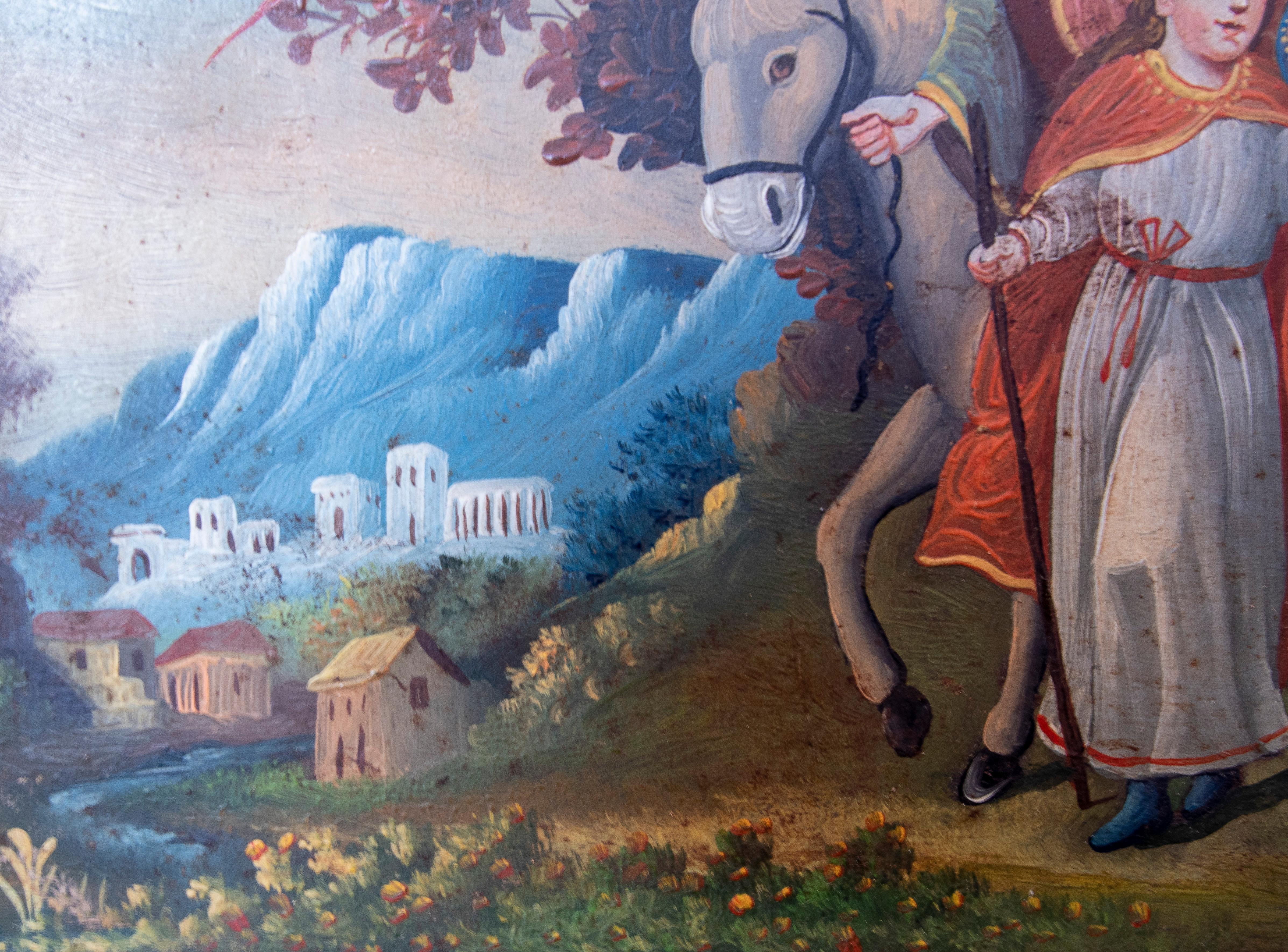 1850 Mexikanisches religiöses Gemälde im Kolonialstil, Öl auf Kupfer, 1850  im Angebot 5