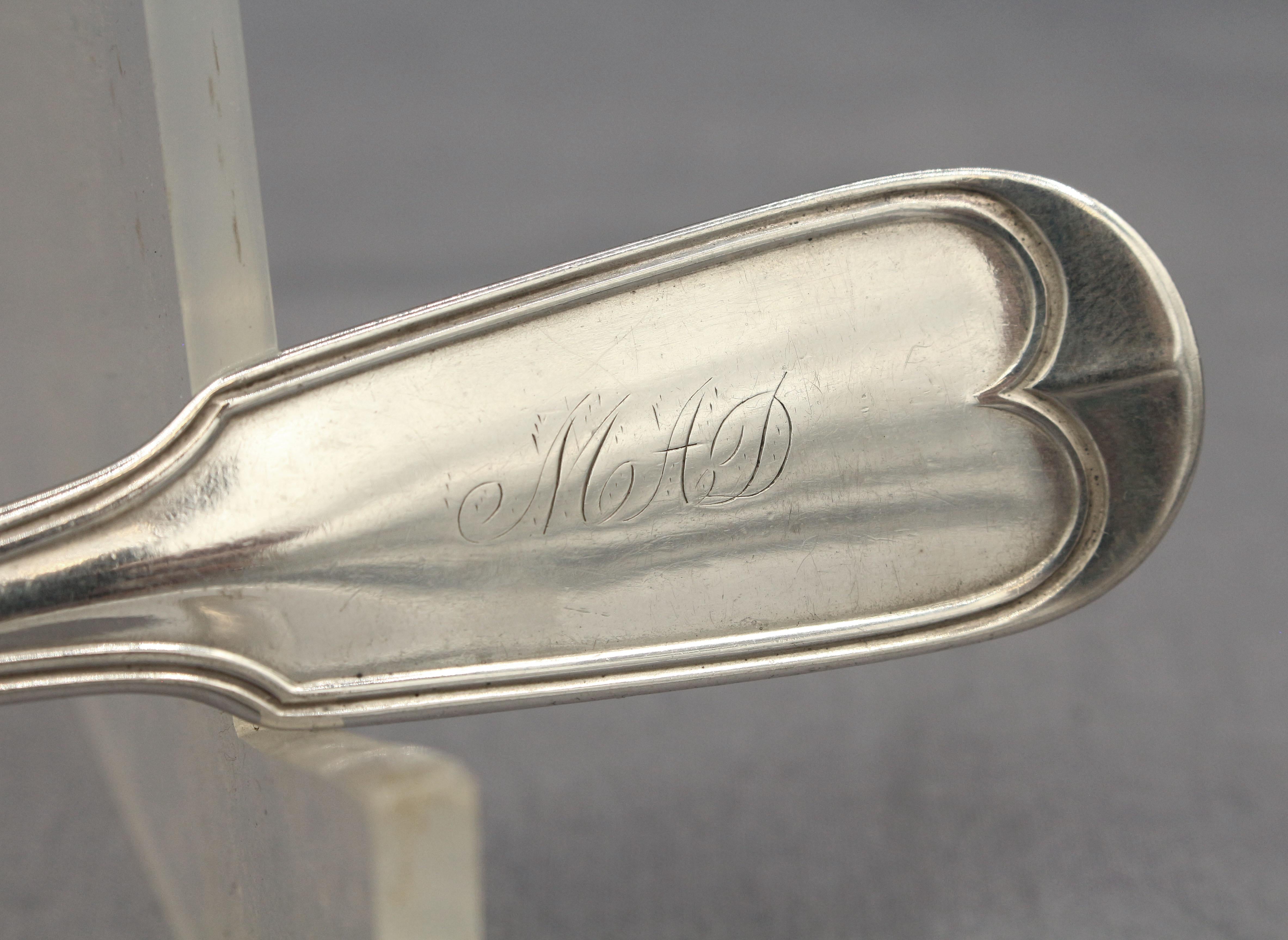American 1850 Set of Six Coin Silver Forks by William Gale & Son For Sale