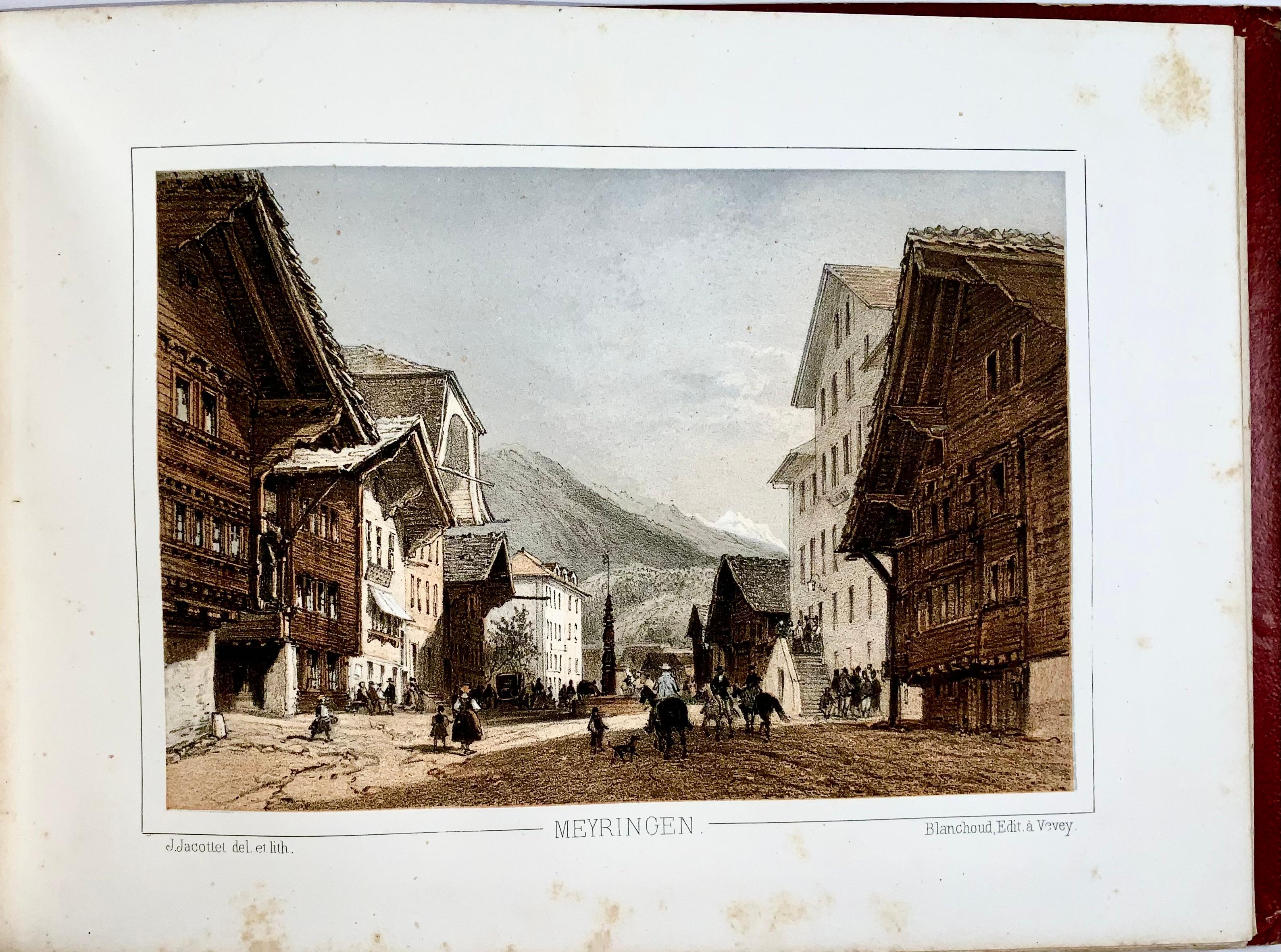 Paper 1850 Souvenir album, 19 toned lithographs of Bernese Oberland, Switzerland For Sale