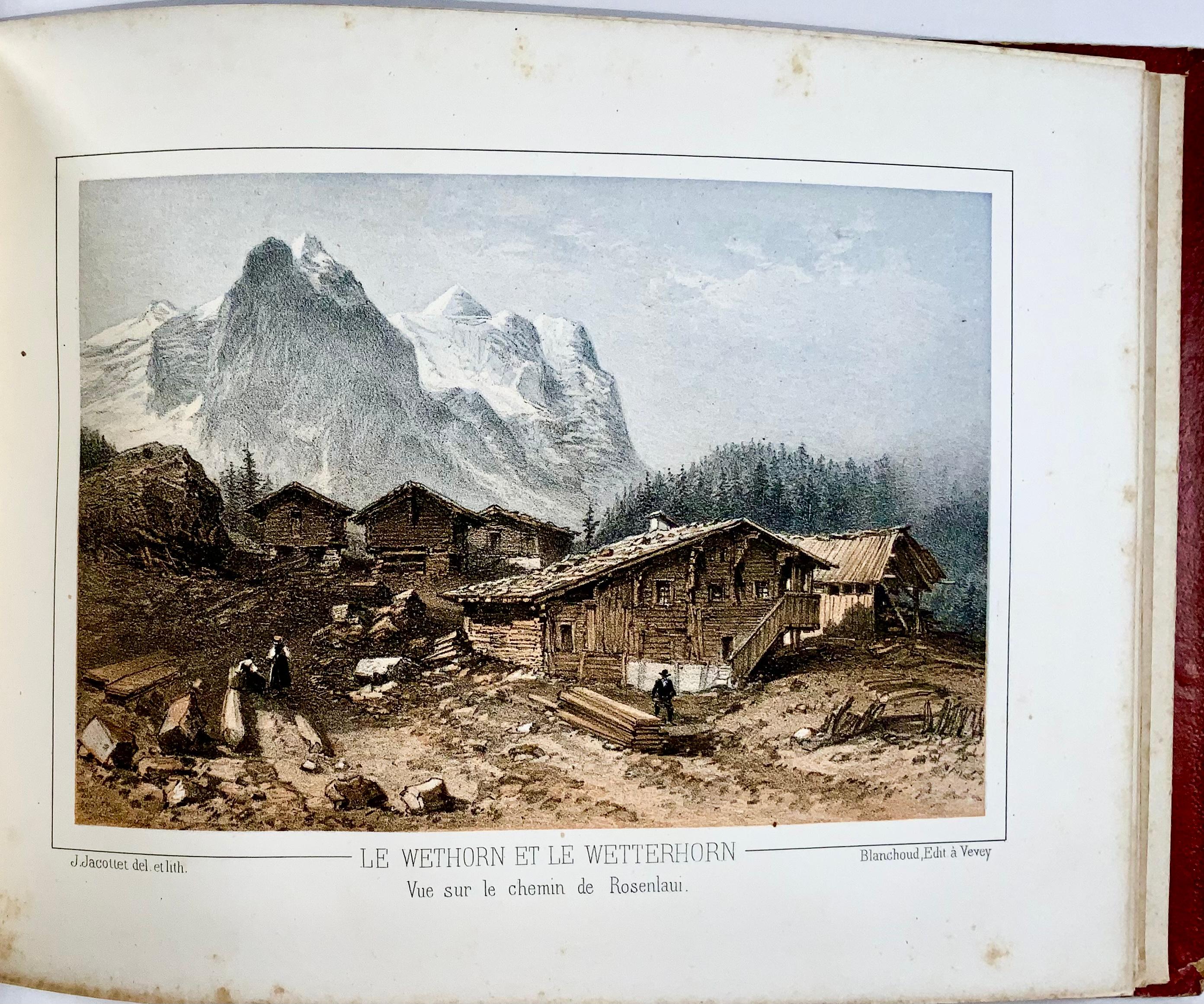 1850 Souvenir album, 19 toned lithographs of Bernese Oberland, Switzerland For Sale 1