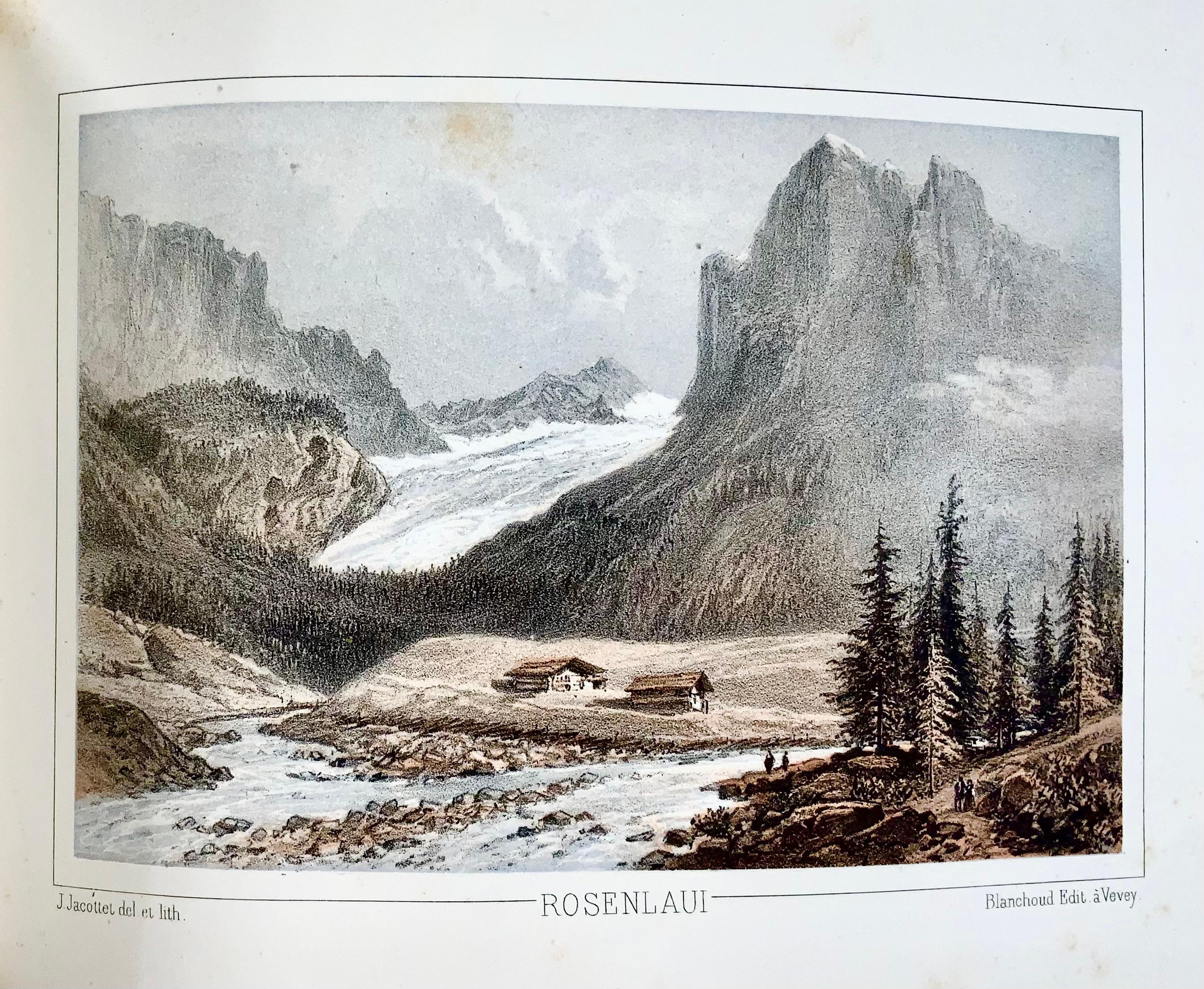 1850 Souvenir album, 19 toned lithographs of Bernese Oberland, Switzerland For Sale 2