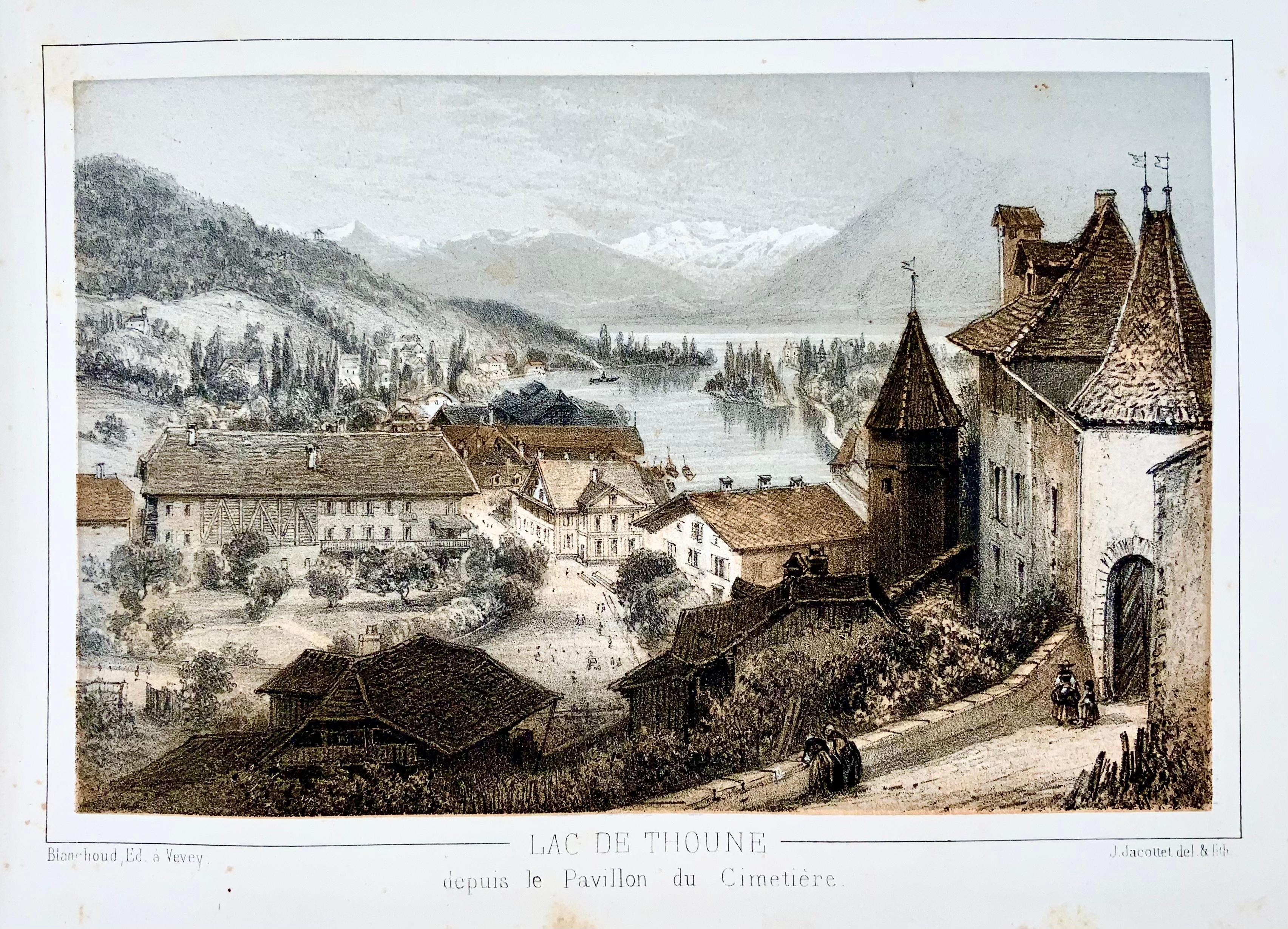 Swiss 1850 Souvenir album, 19 toned lithographs of Bernese Oberland, Switzerland For Sale