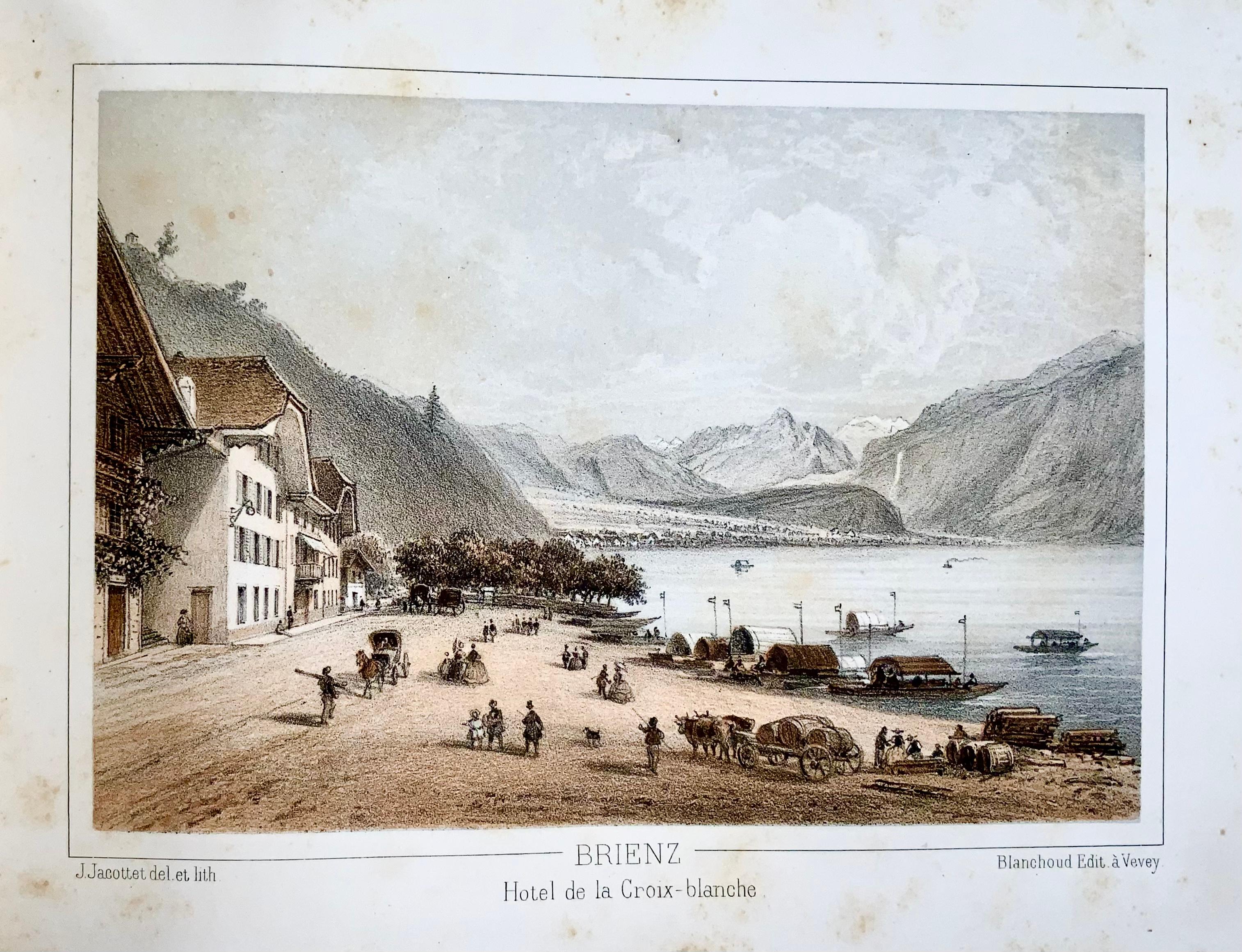 Mid-19th Century 1850 Souvenir album, 19 toned lithographs of Bernese Oberland, Switzerland For Sale