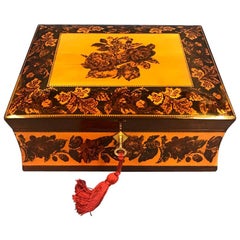 1850 Tunbridge Ware Box with boxwood floral Inla