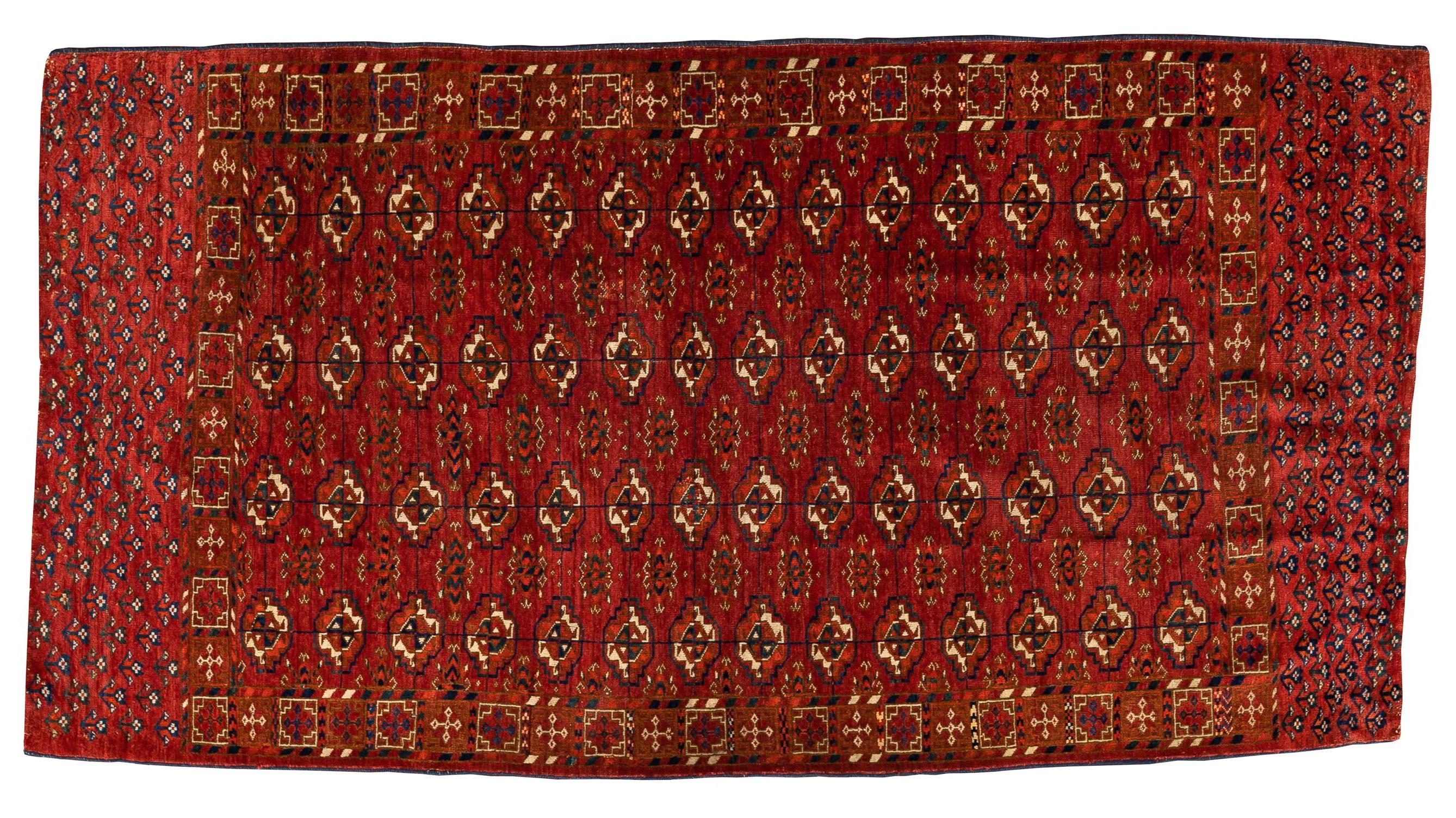 Wool Antique Mid-19th Century Turkmen Tekke Rug For Sale