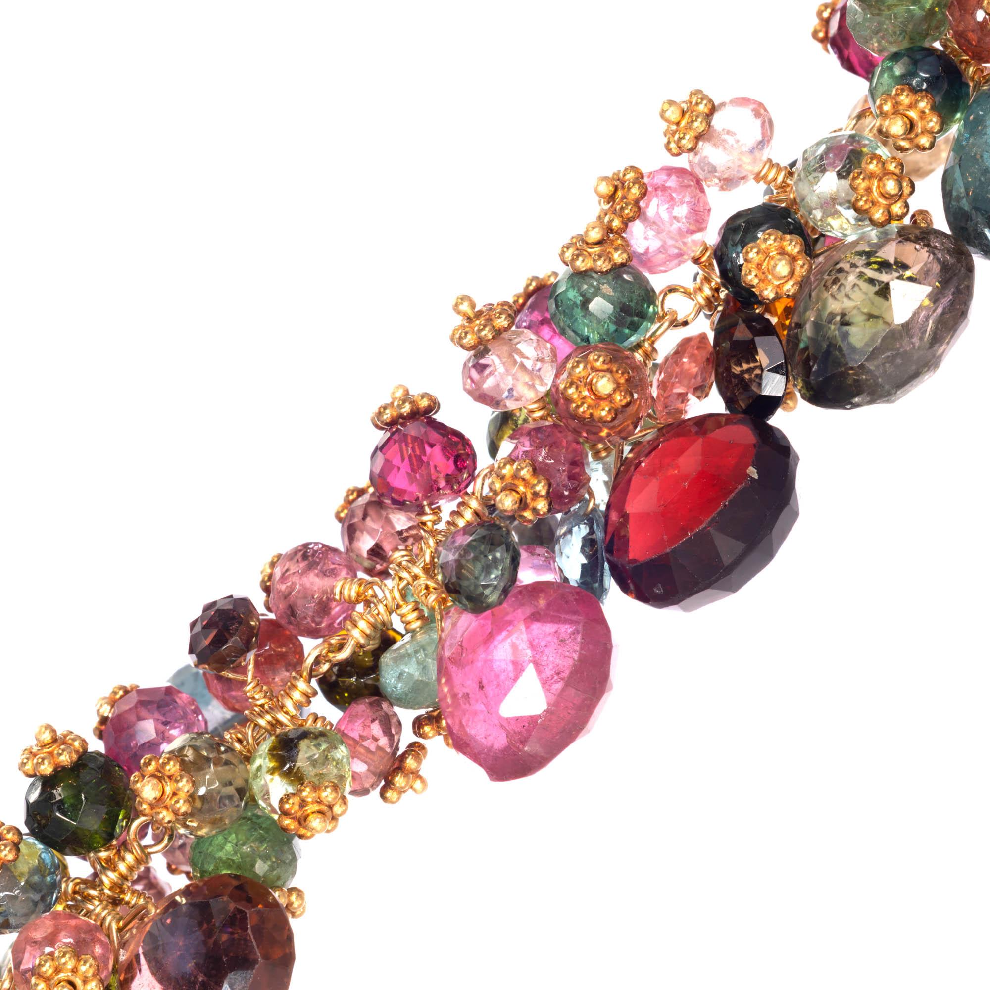 Oval Cut 185.00 Carat Tourmaline Purple Pink Green Blue White Gold Necklace For Sale