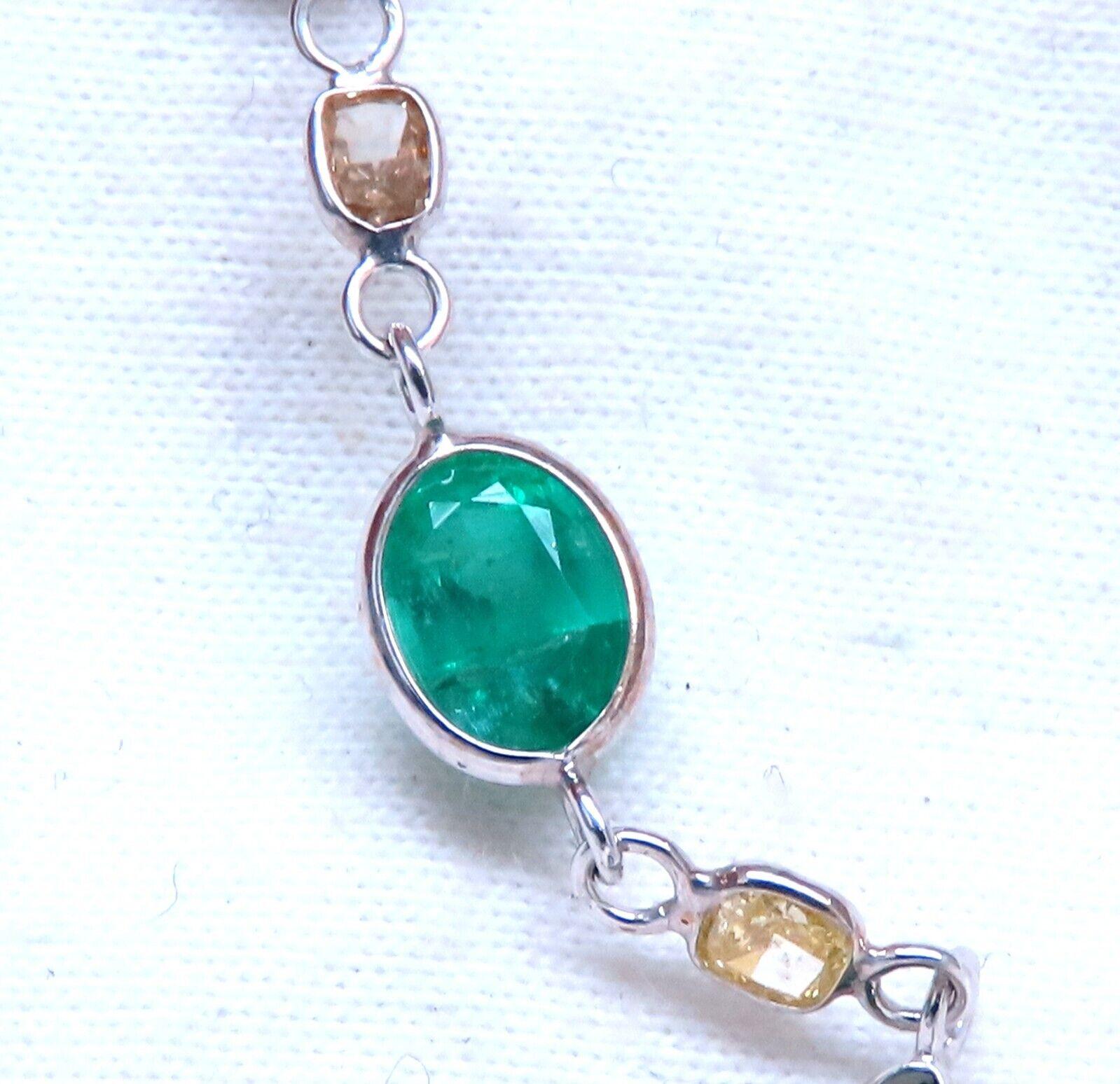 18.50 Carat Natural Emeralds Diamonds Yard Necklace 14 Karat For Sale 1