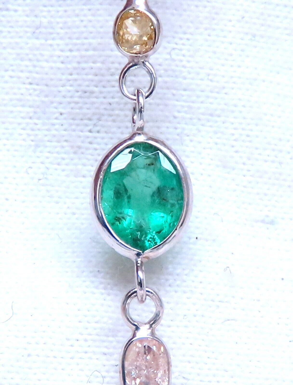 18.50 Carat Natural Emeralds Diamonds Yard Necklace 14 Karat For Sale 2