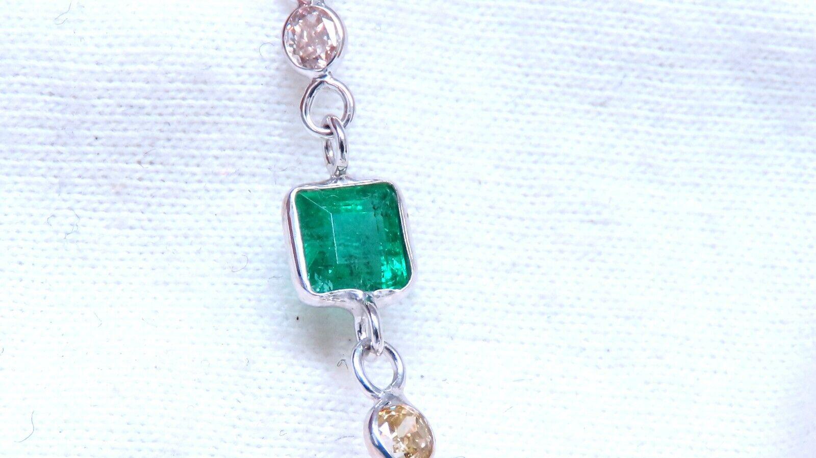 18.50 Carat Natural Emeralds Diamonds Yard Necklace 14 Karat For Sale 4