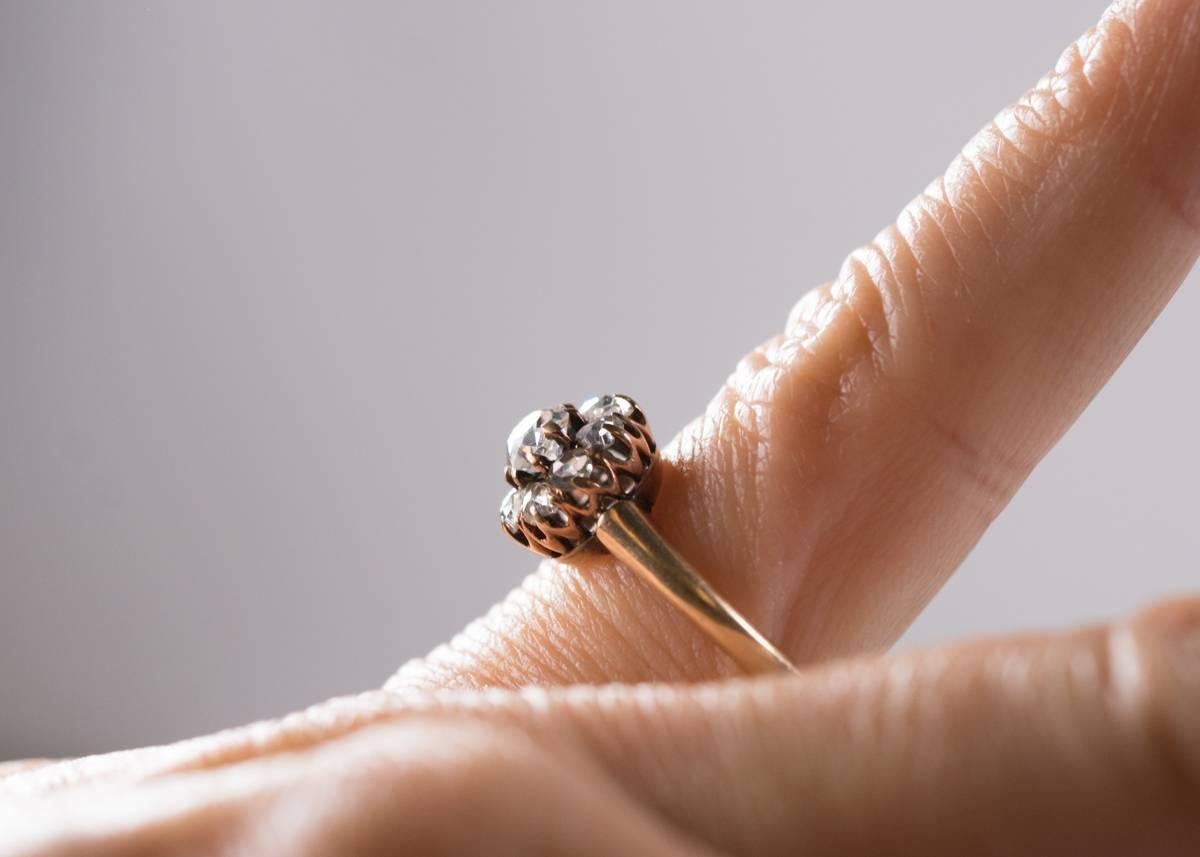 Bague de fiançailles en or rose 14 carats et diamants de 0,50 carat, années 1850 5