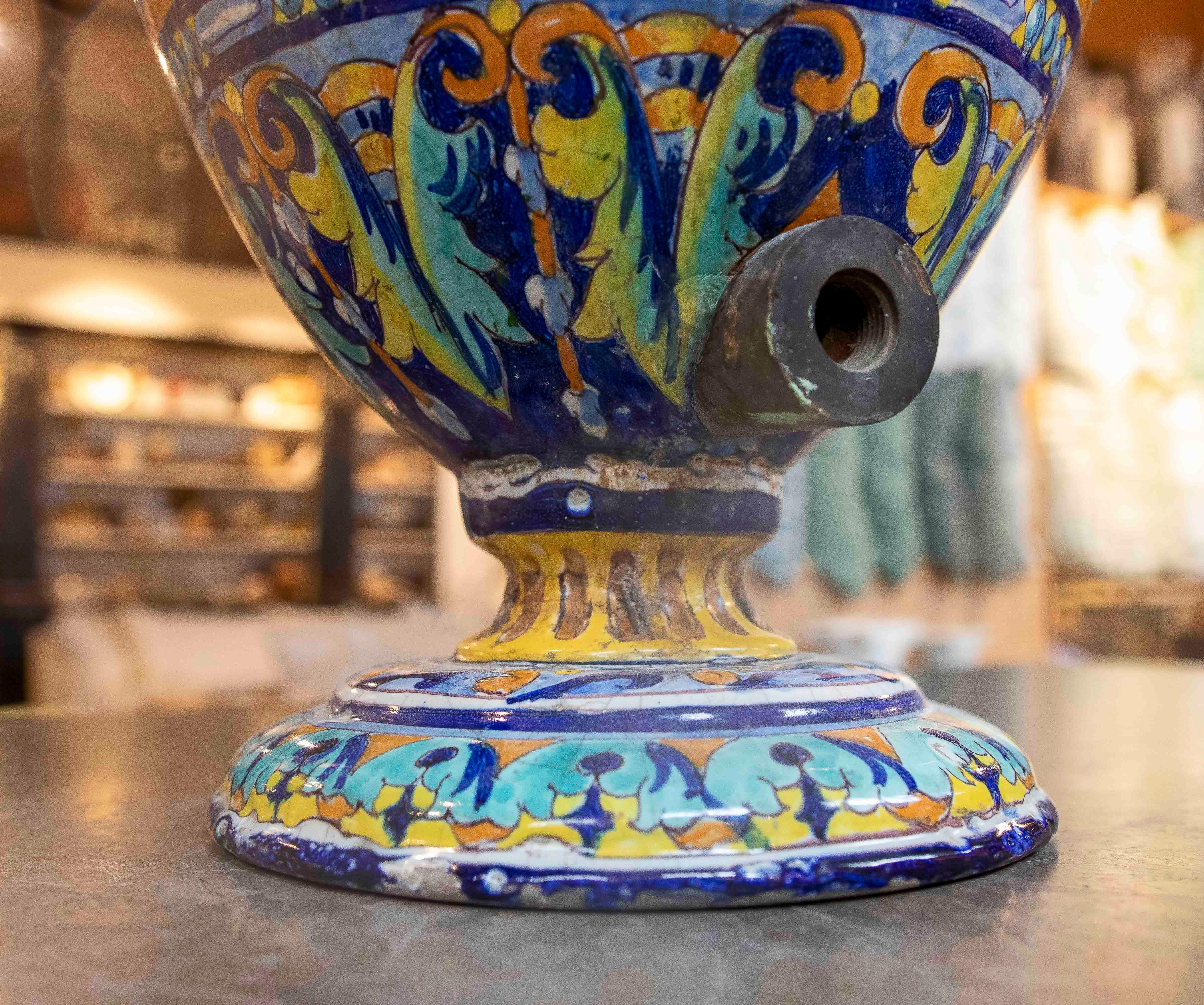 Céramique Albarelo Triana émaillée des années 1850, Colonia Rosa, Renaissance italienne en vente 4