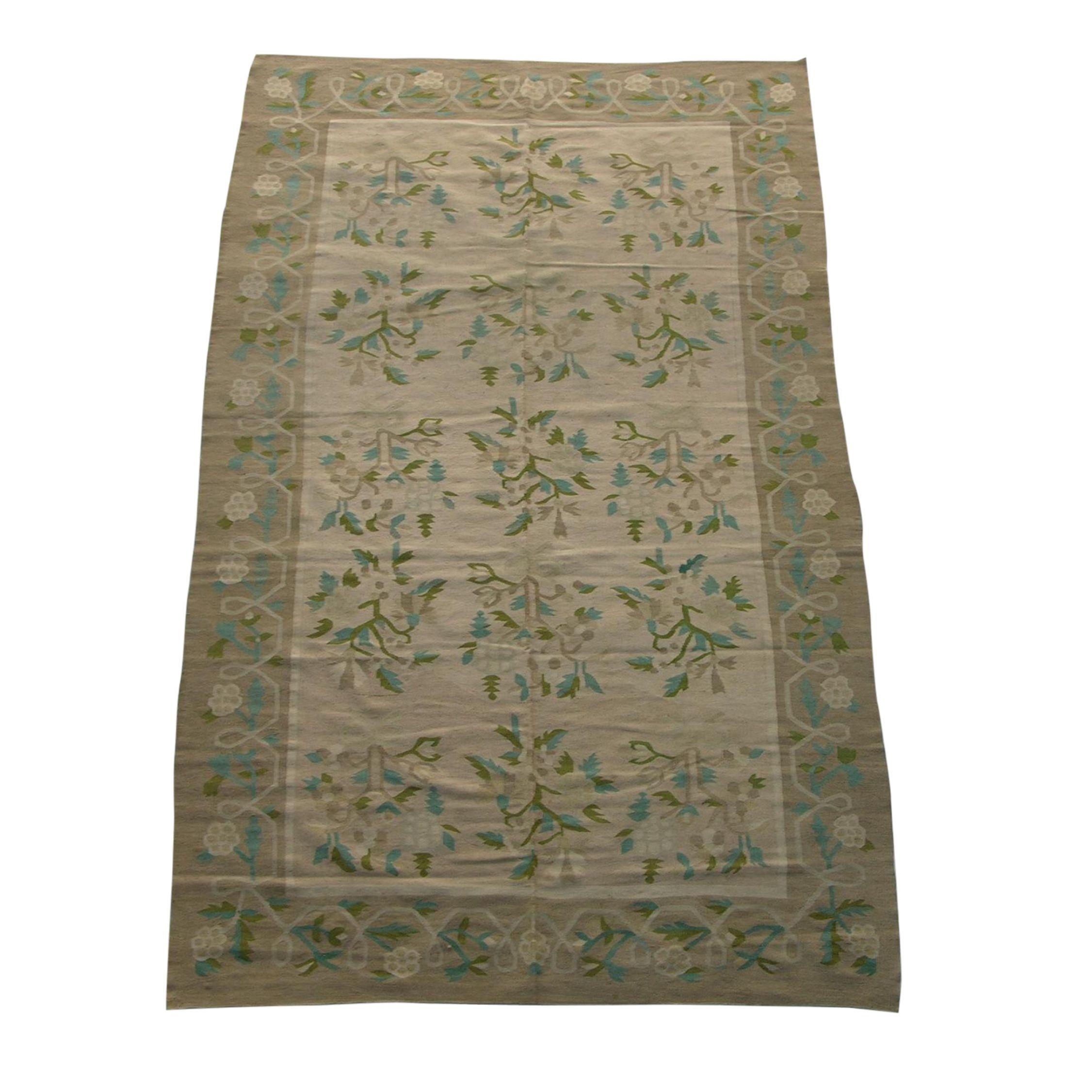 Antiker zentralasiatischer Flachgewebe-Kilim-Teppich aus den 1850er Jahren