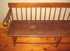 1850s Antique Deacon's Farmhouse Rustic Bench