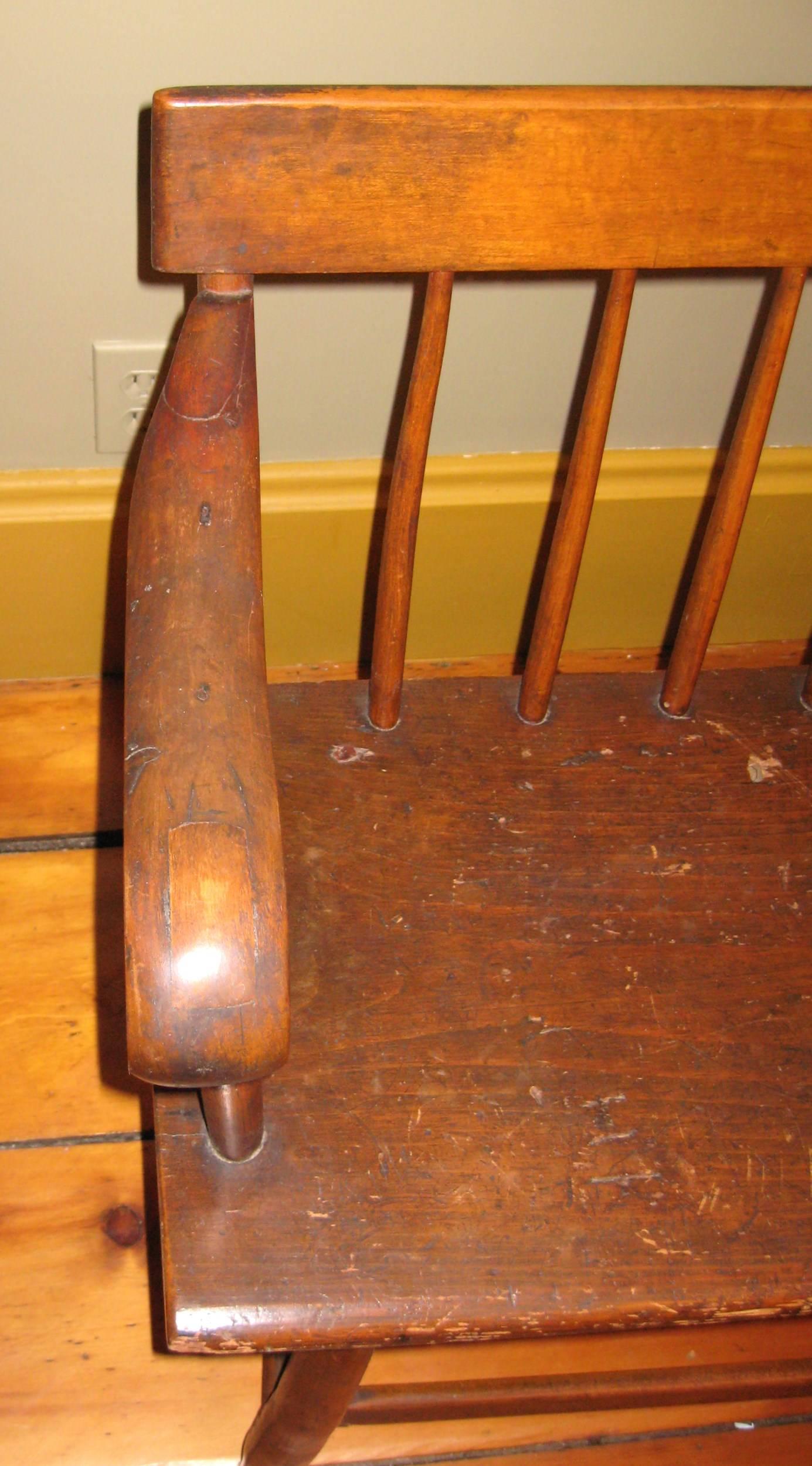 Primitive 1850s Antique Deacon's Farmhouse Rustic Bench