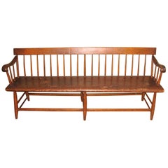 1850s Antique Deacon's Farmhouse Rustic Bench