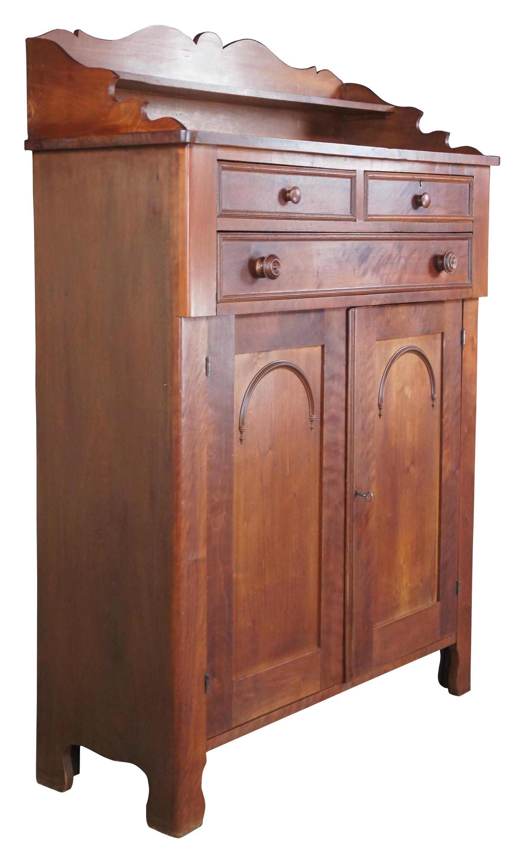 American Classical 1850s Antique Early American Walnut Country Farmhouse Jelly Cabinet Cupboard