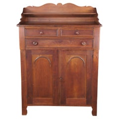 1850s Used Early American Walnut Country Farmhouse Jelly Cabinet Cupboard