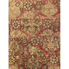 1850s Antique Floral Turkish Oushak Rug