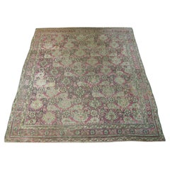 Tapis turc ancien à fleurs d'Oushak des années 1850