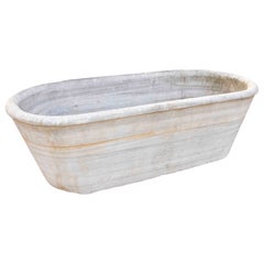 1850s Antique Freestanding Bathtub Carved from a Single Piece of White Marble