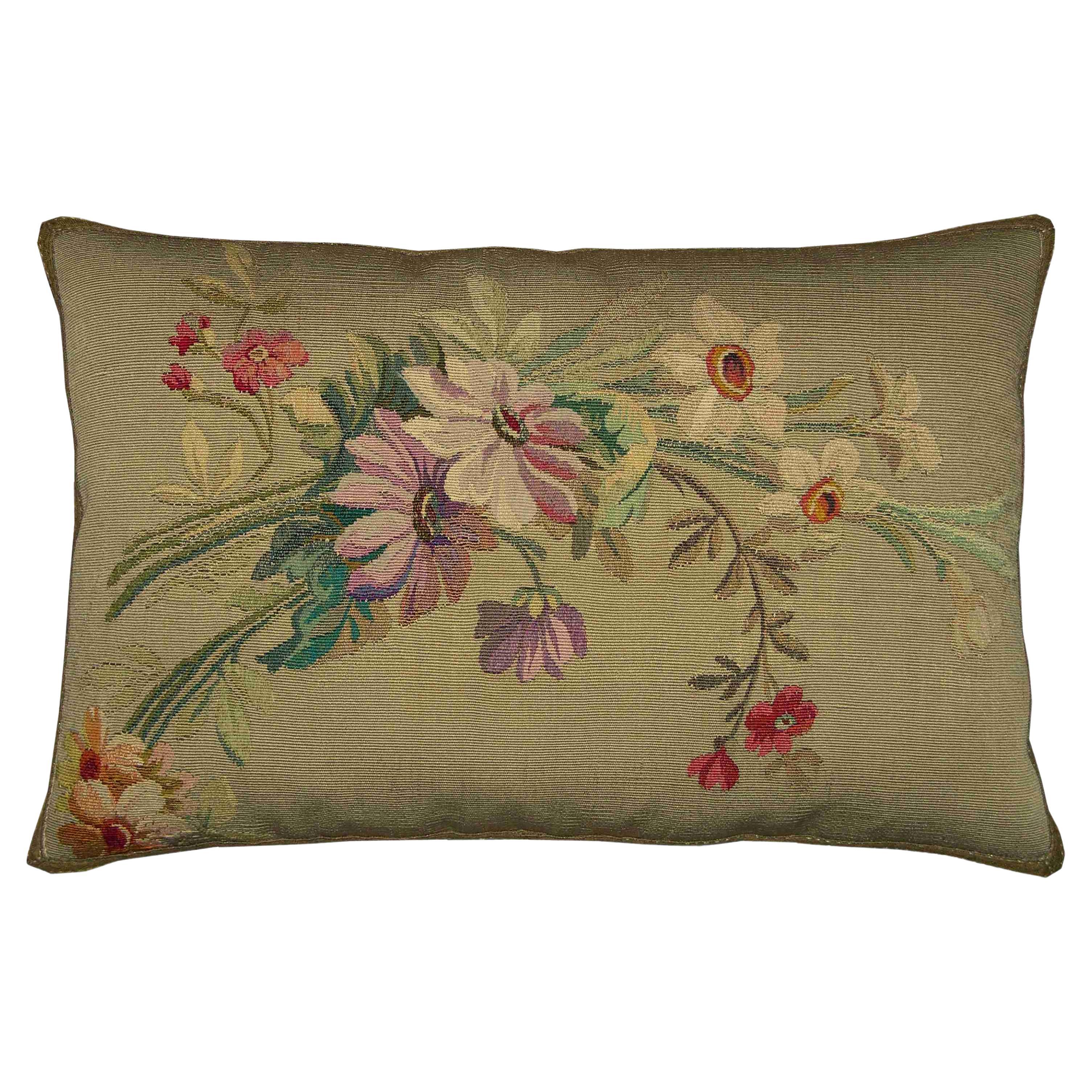 1850s Antique French Aubusson Pillow For Sale