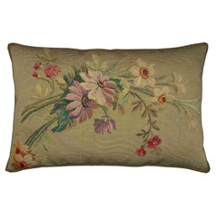 1850s Antique French Aubusson Pillow