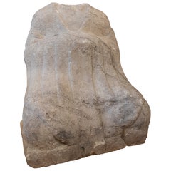 1850s Antique Marble Buddha Torso Carved with Draped Robes