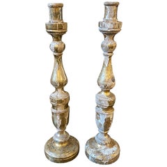 1850s Antique Pair of Giltwood Sicilian Torcheres