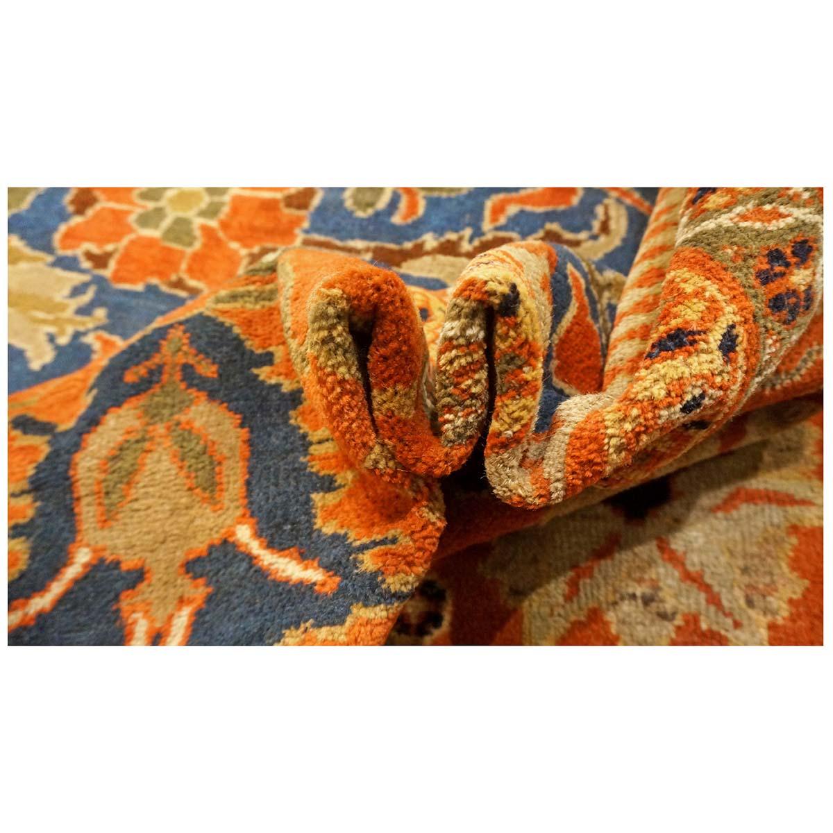 1850s Alfombra Persa Antigua Ziegler Sultanabad 12x15 Naranja, Azul y Marfil Lana en venta