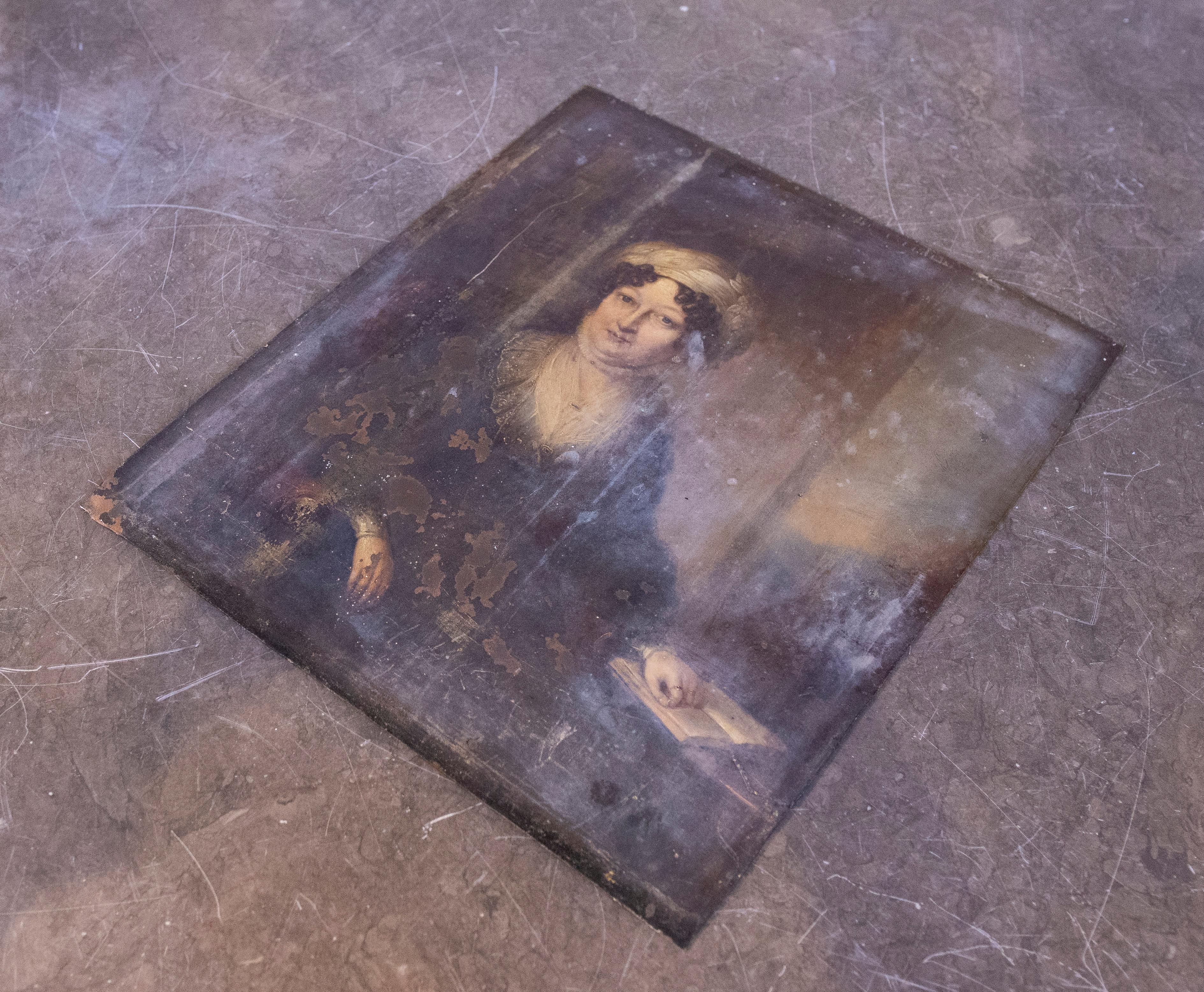 1850s Antique Portrait of a Woman on a Copper Plate For Sale 6